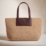 Yeni AIKA Myra Rafya Çanta ve Clutch Bordo Bej
